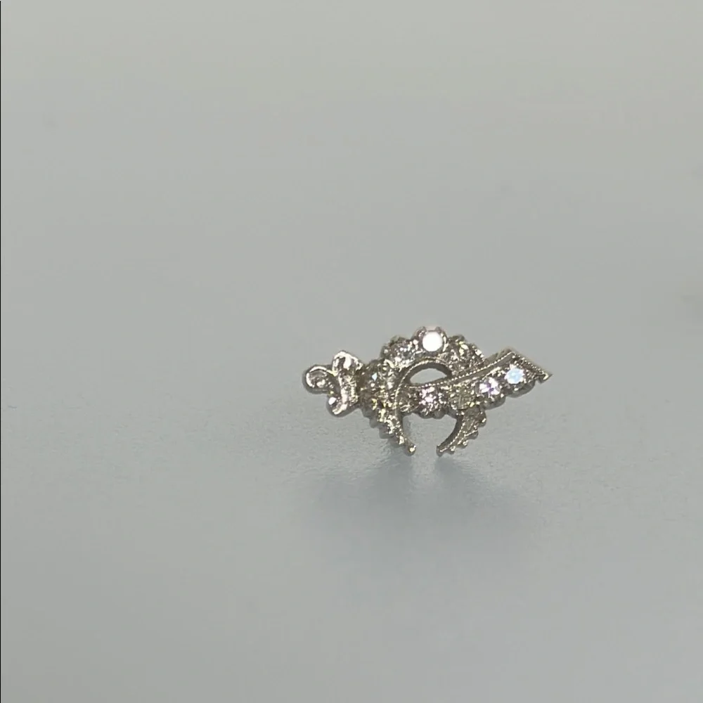 18k Diamonds real solid white gold and 10k Yellow Gold Mason Brooch